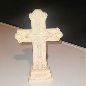 Vintage Ivory Colored CROSS with "Trust" on Base CHRISTIAN Gift
